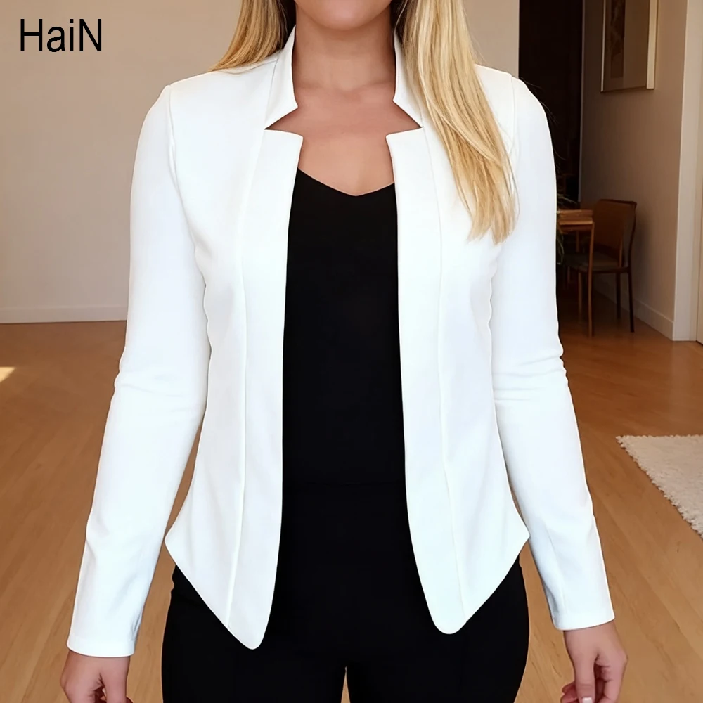 Women Fashion Long Sleeve Cardigan Casual Suit Jacket Spring Female Top Autumn Professional Wear Korean Coat S-5XL