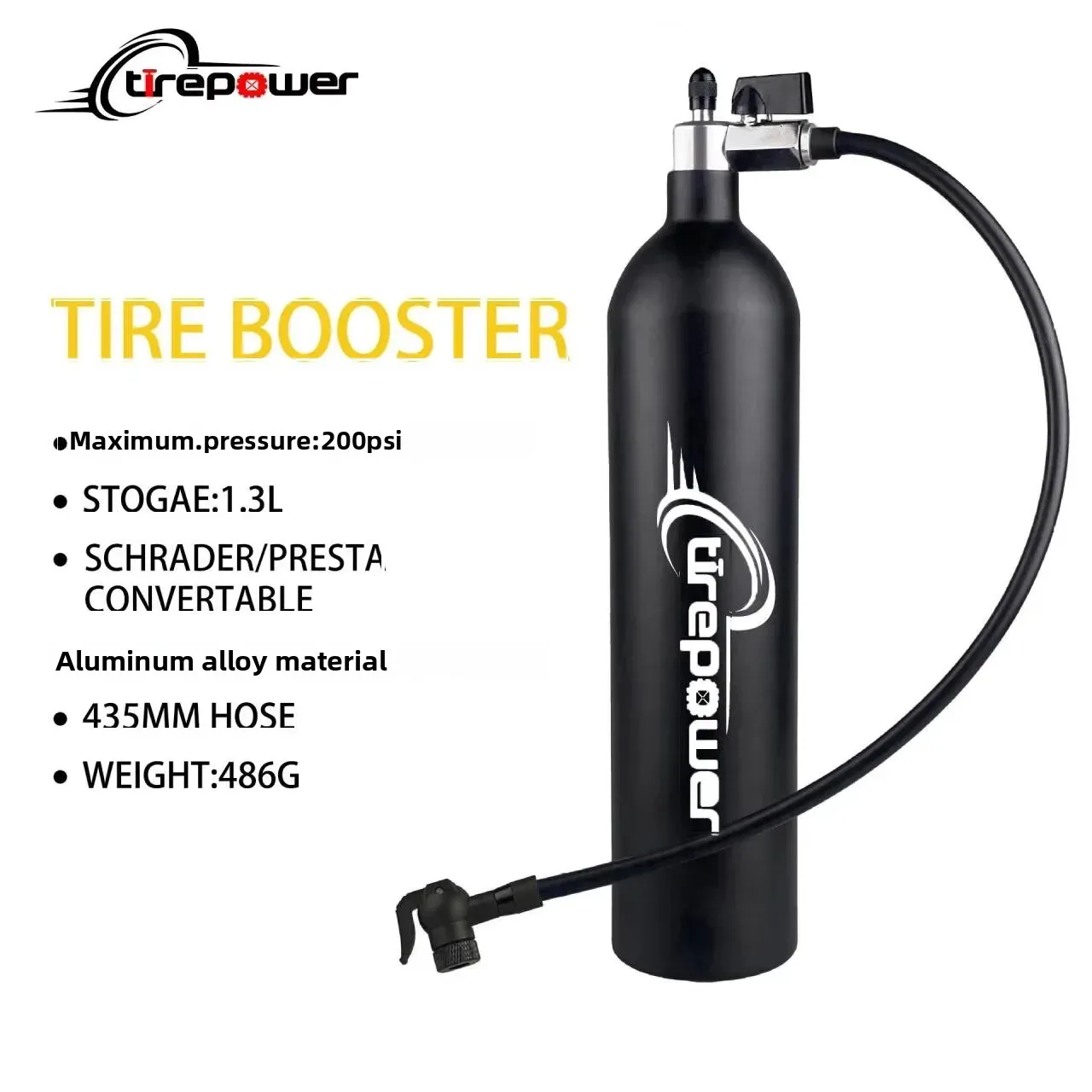 

Aluminum Tubeless Bike Tire Inflator Tyre Air Booster With Valve Gas Cylinder 1.3L Anti-freeze High Pressure for MTB Road Bike