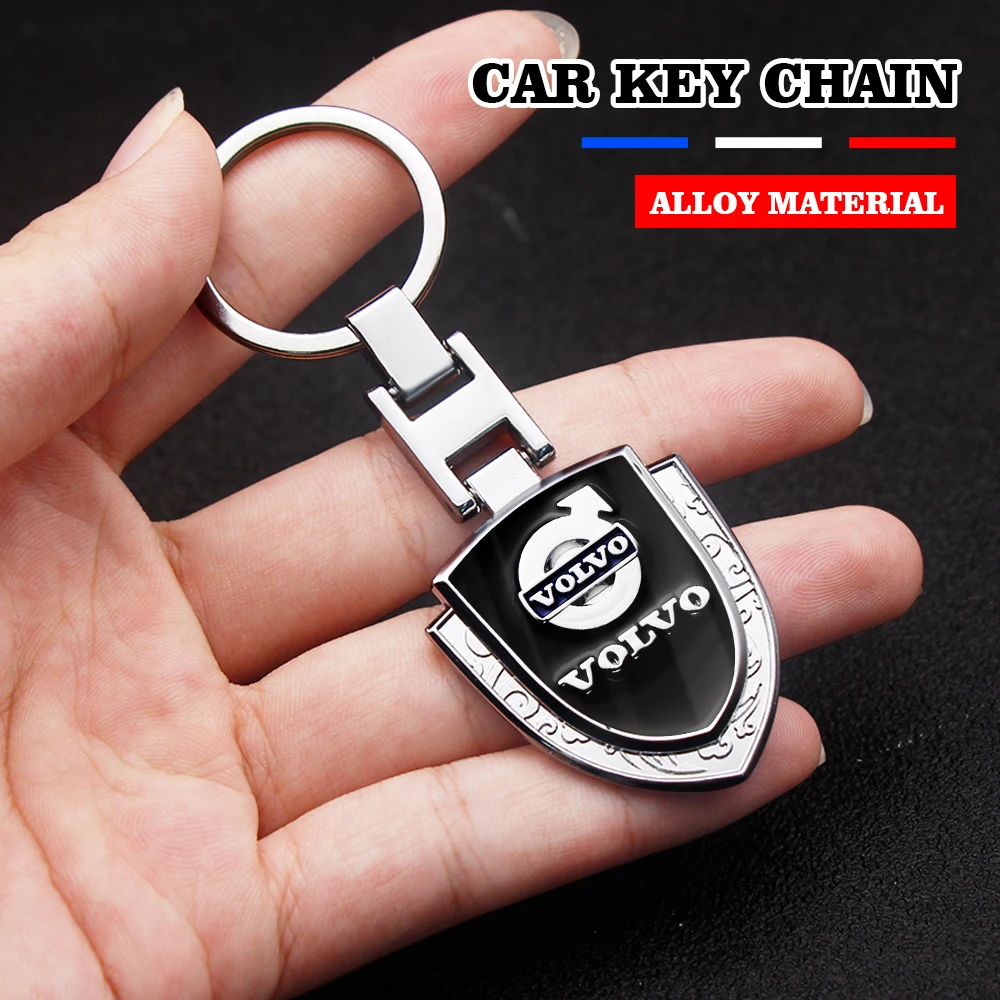 Volvo Keychain Metal Emblem Shield Style keyring Silver For V60 V40 XC90 S60 C30 V50 V70 S90 XC60 AWD XC40 S80 T6 V90 C30 C70