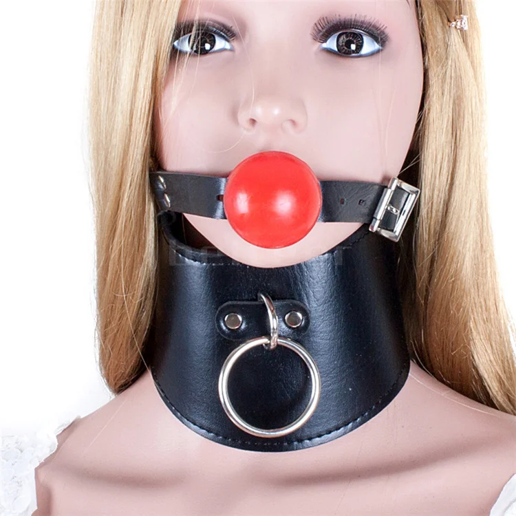 Slave Neck Collar PU Leather Soft Gag Ball BDSM Oral Bondage Gear Fetish Open Mouth Breathable Sex Toys Exotic Accessories