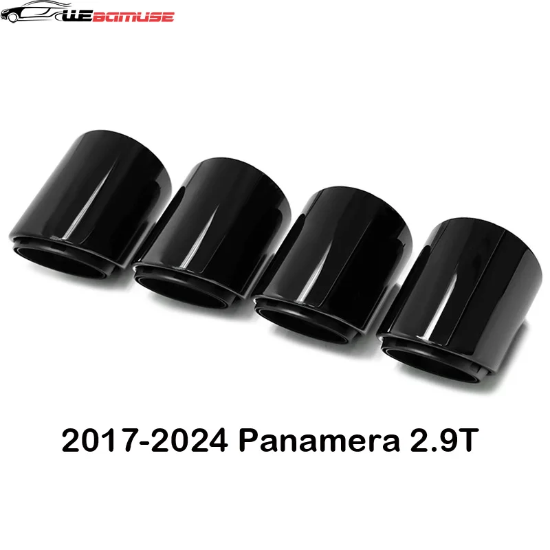 4 Pcs 304 Stainless Steel Exhaust Tip For Porsche Panamera 4S 2.9T Displacement Upgrade Black Triple Muffler Tip Exhaust System