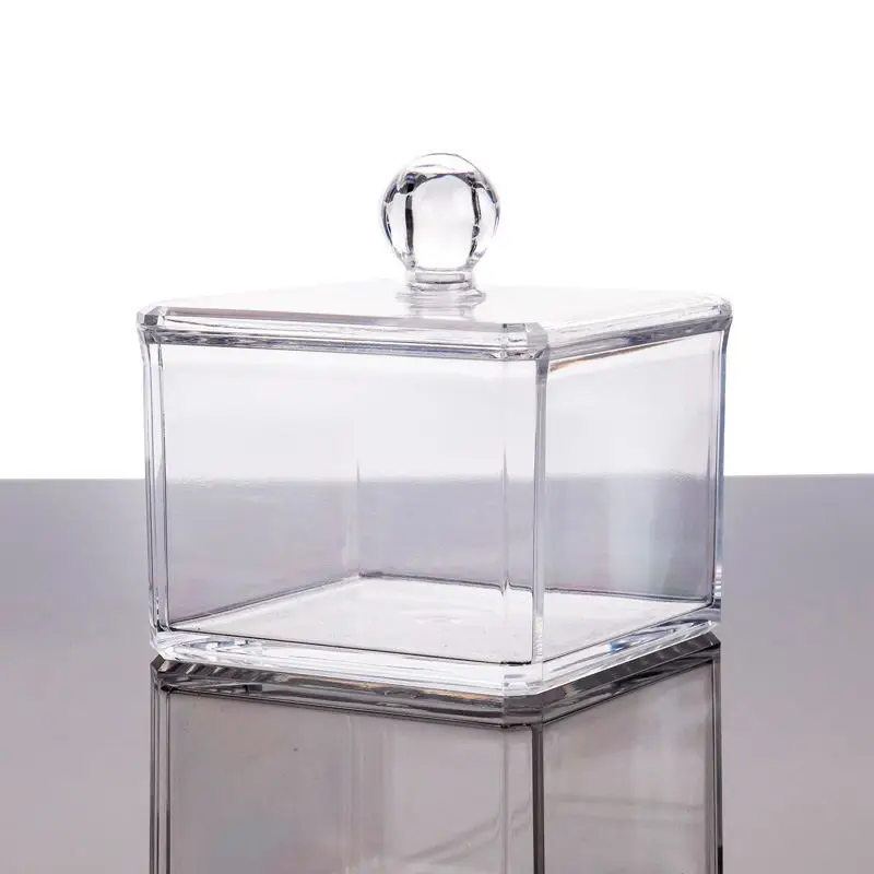 Clear Acrylic Storage Holder Box Transparent Cotton Swabs Stick Cosmetic Makeup Organizer Cotton Buds Ear Clean Tools Case