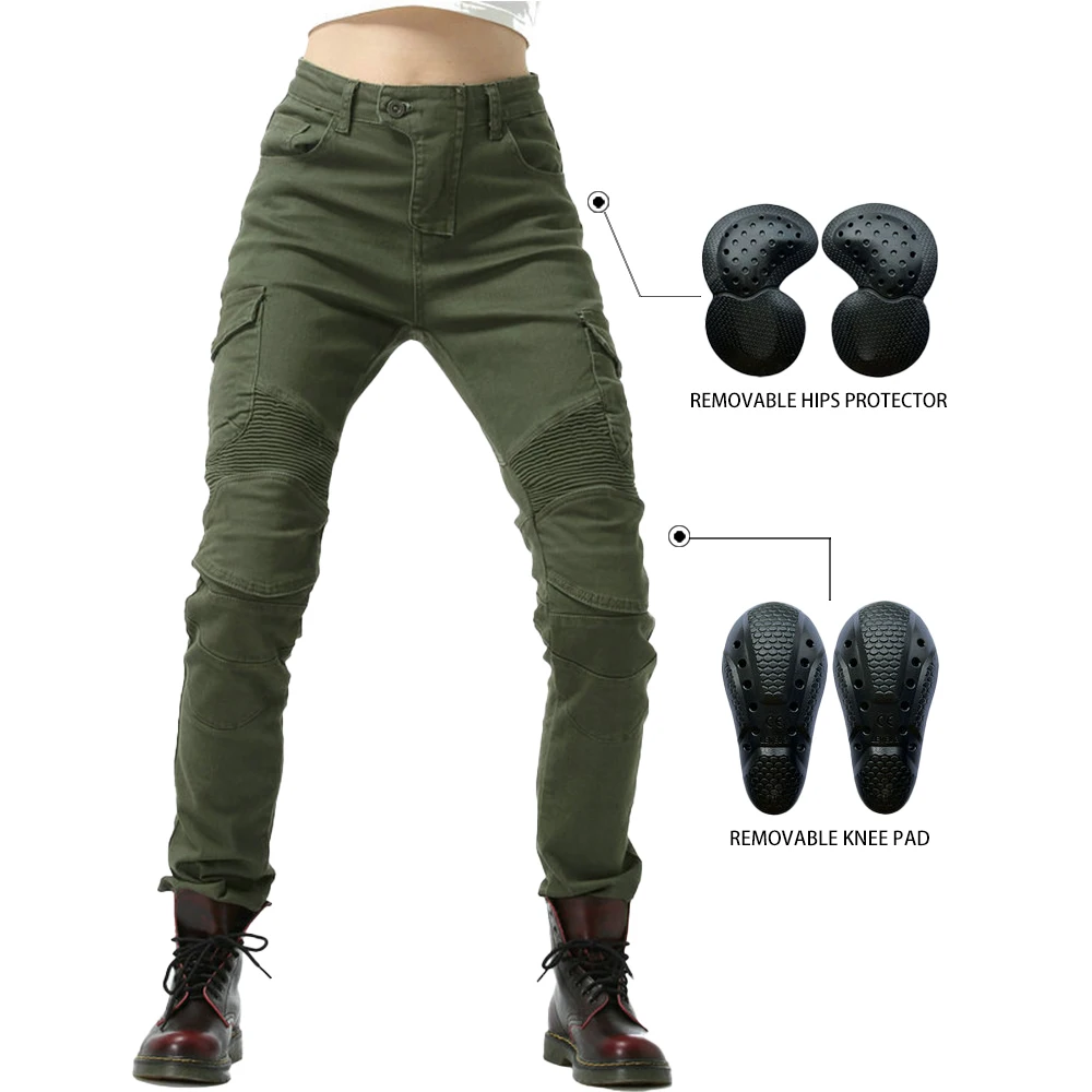 2024 New VOLERO Motorcycle Four Seasons Casual Fashion Pants Women Upgrade Silicone Protector Detachable Racing Road Rider Jeans