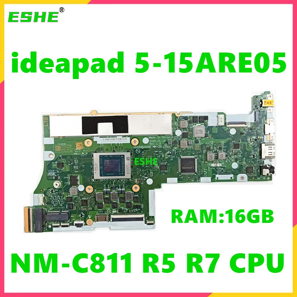 GS55D GS55E NM-C811 Motherboard For Lenovo Ideapad 5-15ARE05 Laptop Motherboard With R3 R5 R7 CPU 8G 16G RAM 5B20S44364