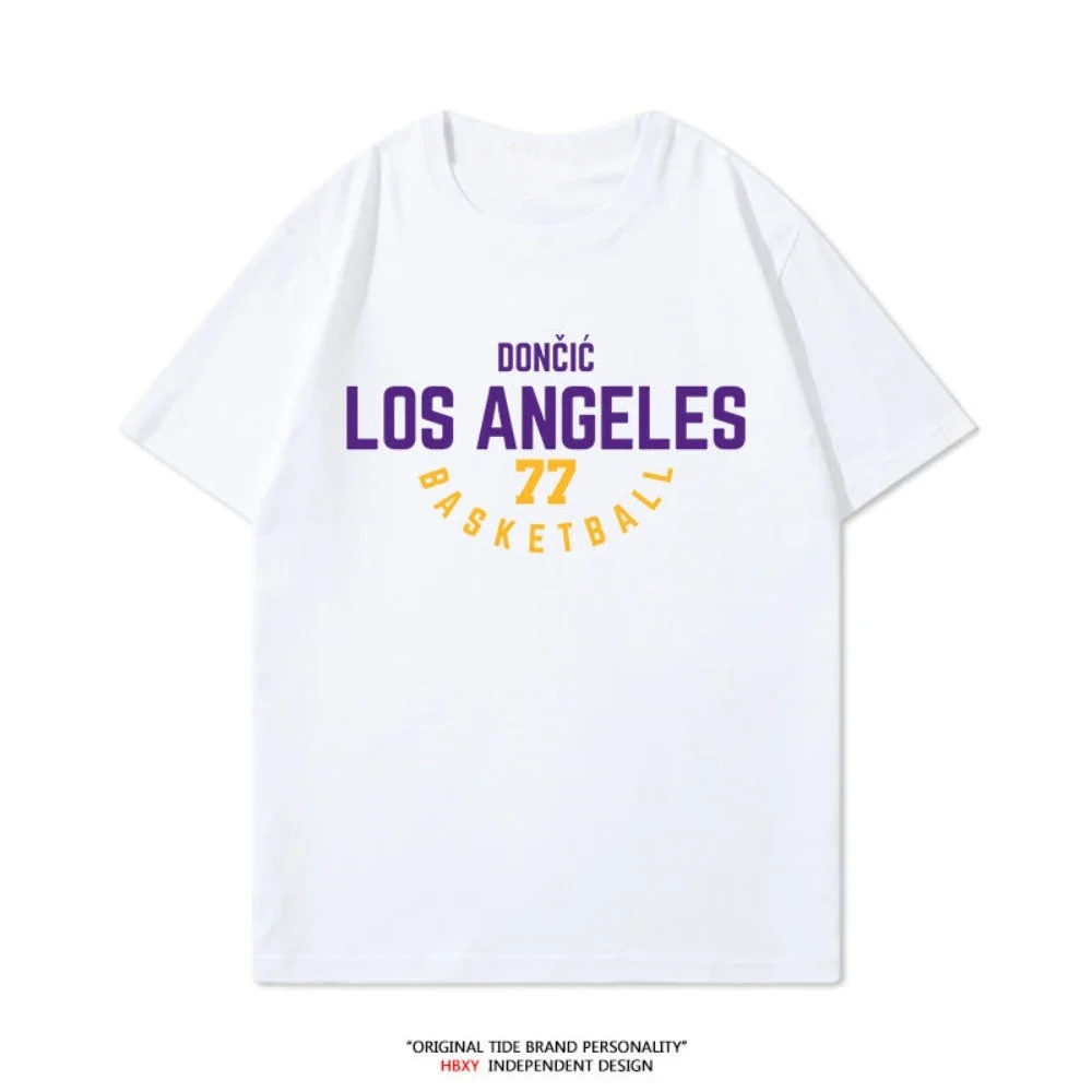 2025 الصيف لوس انجليس ليكرز Doncic جيمس كرة السلة تي شيرت الرياضة قصيرة الأكمام نصف كم الرجال قمة الموضة غير رسمية