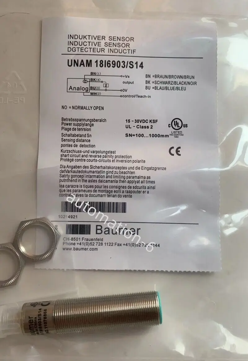 New Baumer UNAM 18I6903/S14 UNAM18I6903/S14 Ultrasonic Ranging Sensor