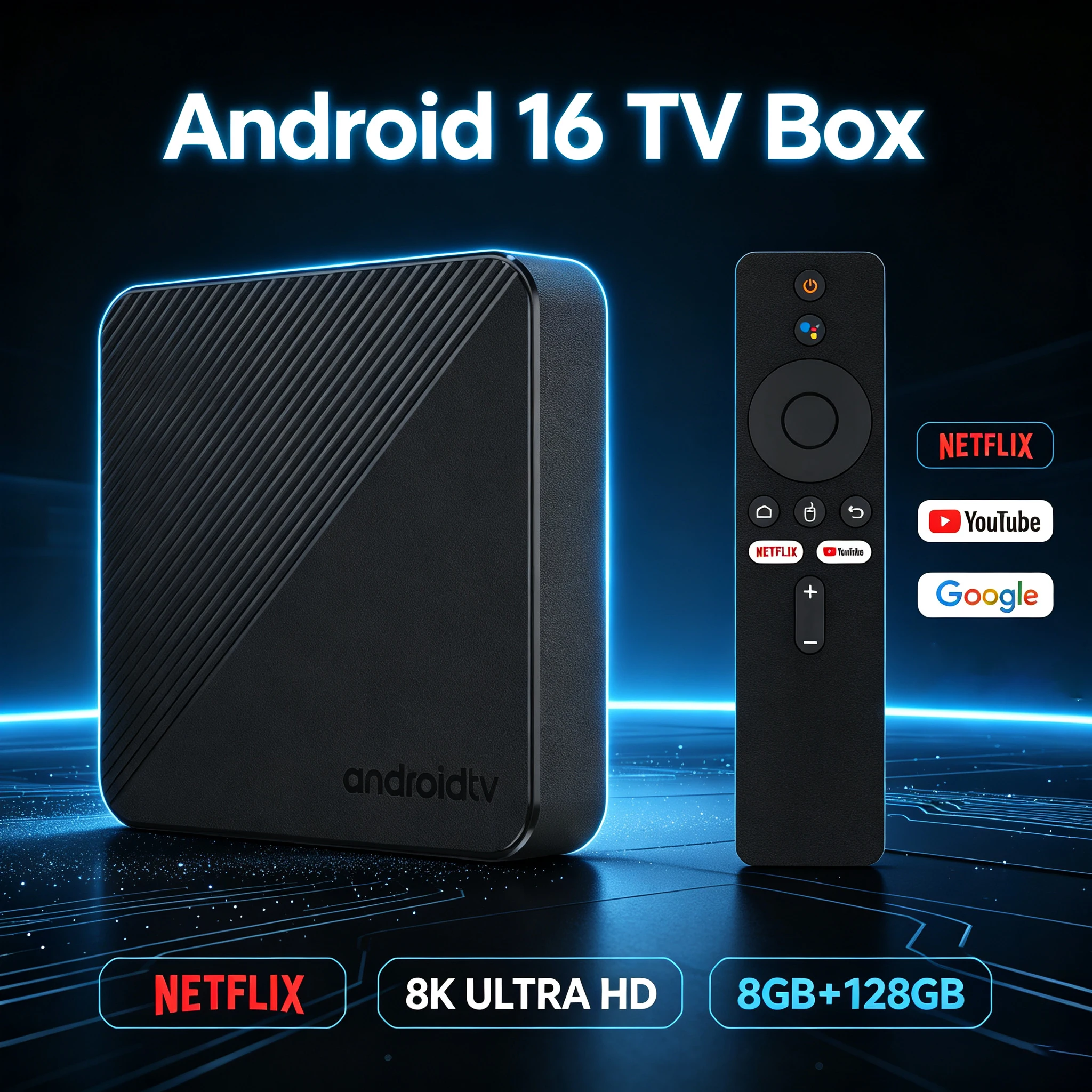 2026 Android TV Box T8 RK3518 Chip Android 16 RAM 8GB ROM 128GB WiFi 6 BT 6.0 8K Ultra HD Google Assistant Smart Media Player