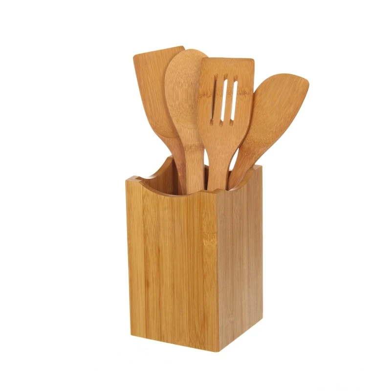 Bamboo collection S/4 utensils kitchen bamboo 11x11x32 cm. 77309