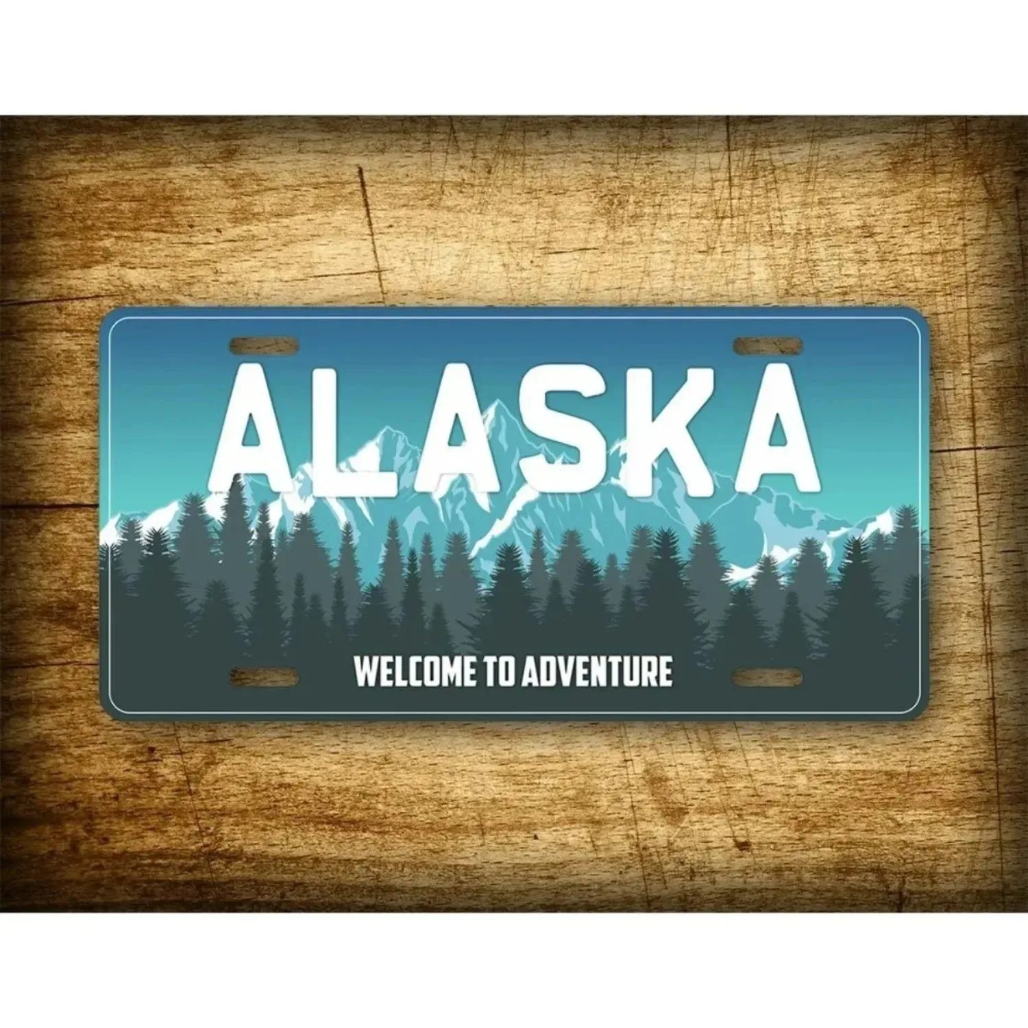 CIFbuy Alaska Mountain Scene Custom Metal Sign, Welcome To Adventure Personalized Waterproof Dustproof Home Wall Decor