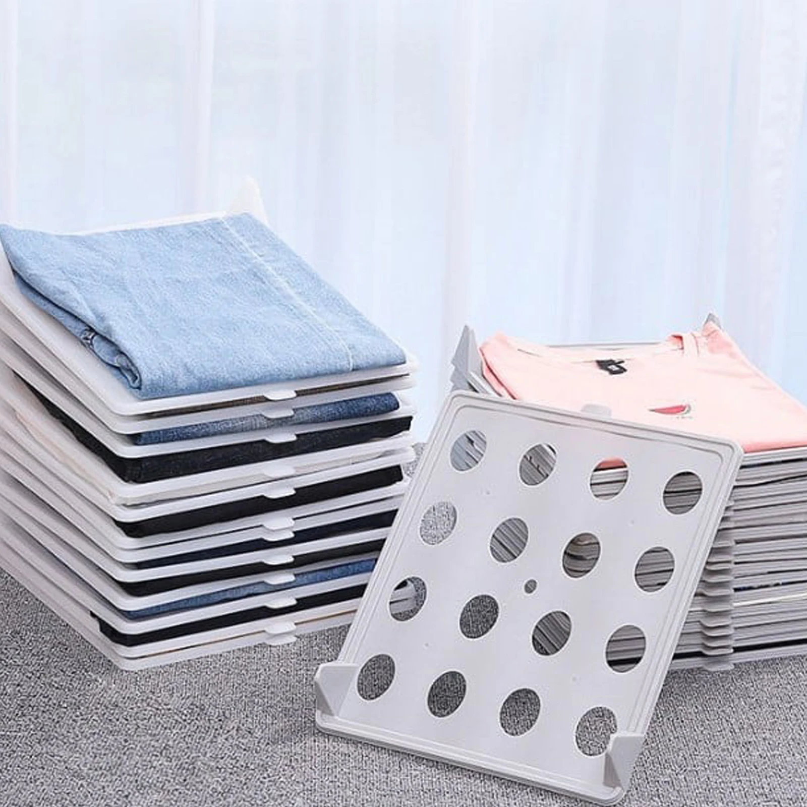 Folding Clothes Folder Organizer Creative Clothing Storage Tray Stackable Underwear Socks T-Shirt Wardrobe Board For Home Room