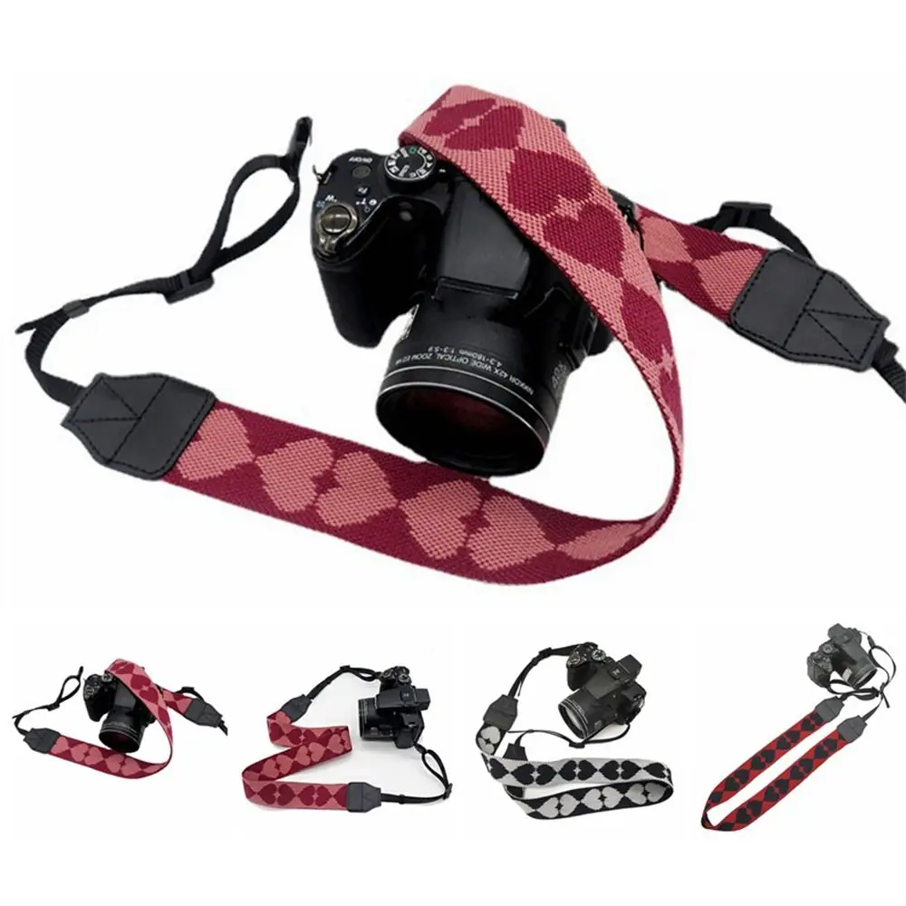 Camera Neck Shoulder Strap Colorful Love Heart Style Durable Nylon Adjustable SLR DSLR Camera Belt