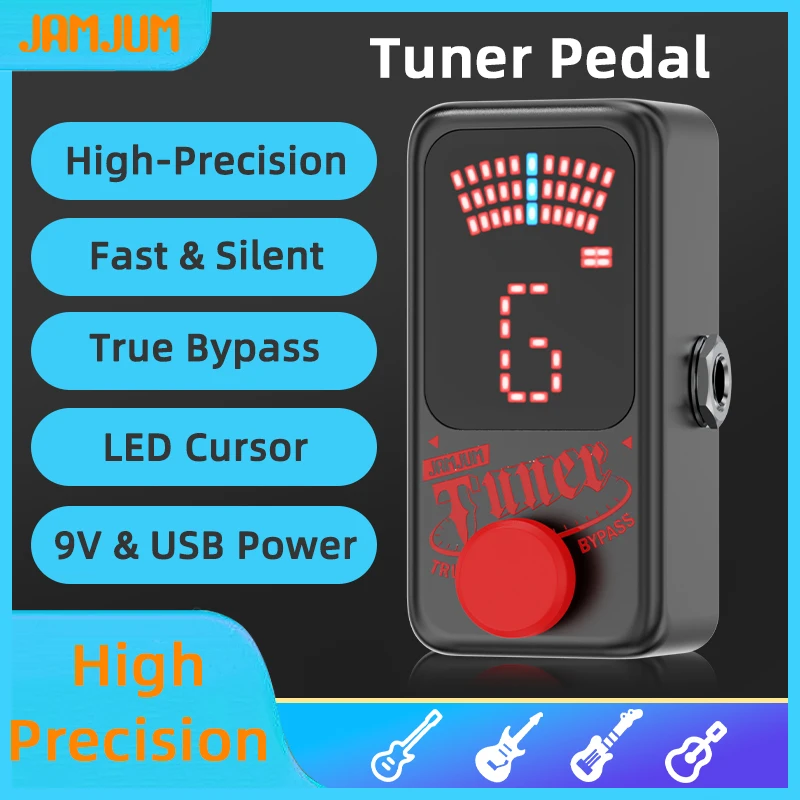 JAMJUM Stage Mini Chromatic Tuner, LED High-Accuracy Foot Pe