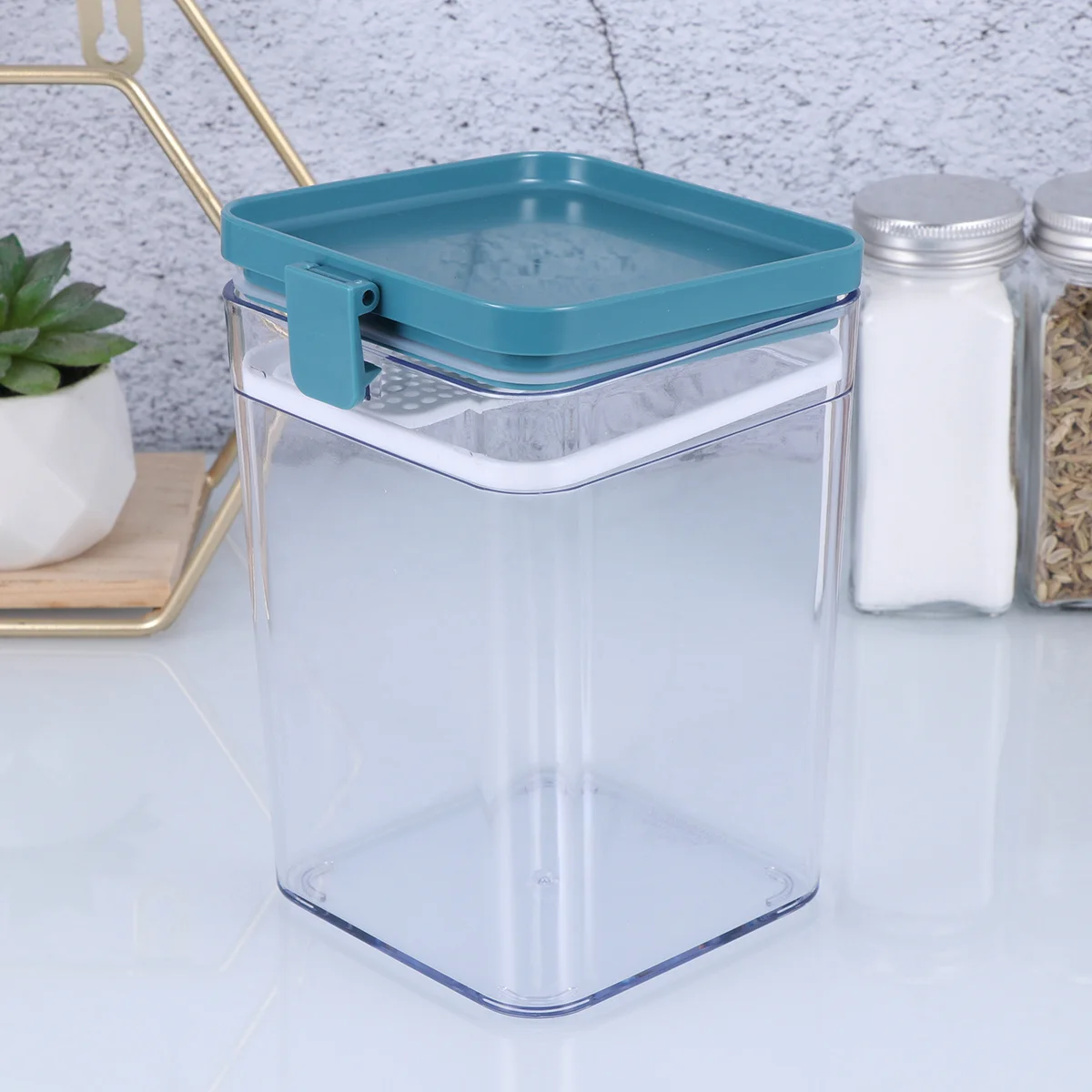 

Transparent Grains Storage Tank 1000ml White Thickened Food Grade Plastic Airtight Sealed Can Moisture Dust Proof Food Storage