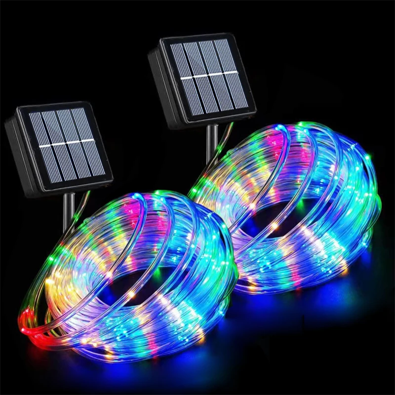 

200/100/50LED Outdoor LED Solar Tube Rope Fairy Light Christmas Decoration Solar Hose String Light for Garden Fence Yard Balcony