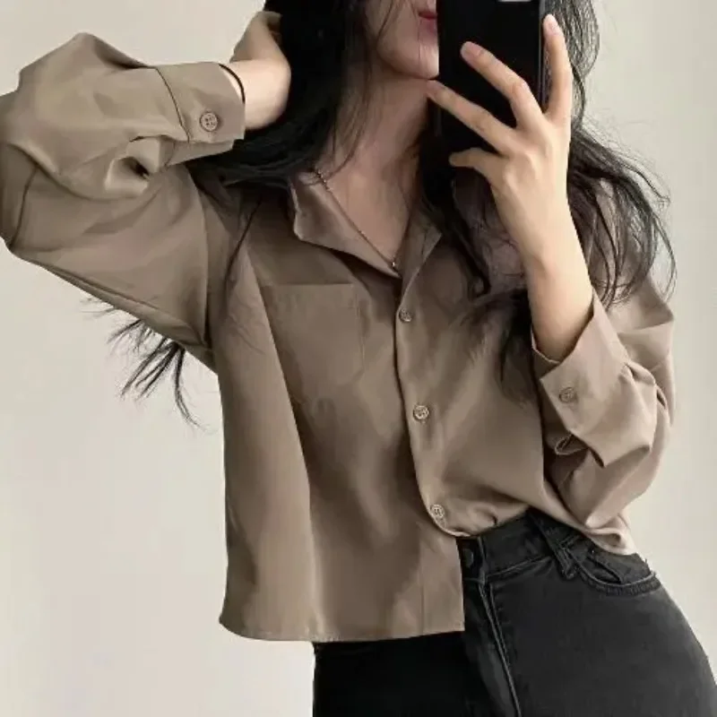 2024 Vintage Shirts Women Korean Fashion White Long Sleeve Button Tops Summer Harajuku Loose Office Ladies Blouse New