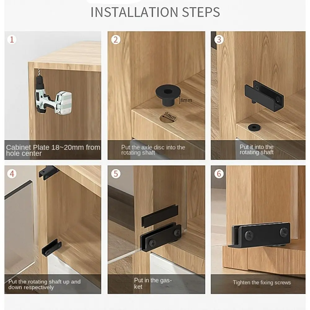 2Pcs Metal Glass Door Pivot Hinge No punching Mirror Support Concealed Hinges Hook Accessories Multifunction Cabinet Clamp Hinge