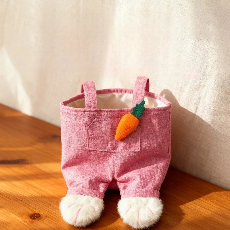 1pc Easter Bunny Overalls Storage Bag Children's Candy Party Gift Cute Styling Storage Supplies