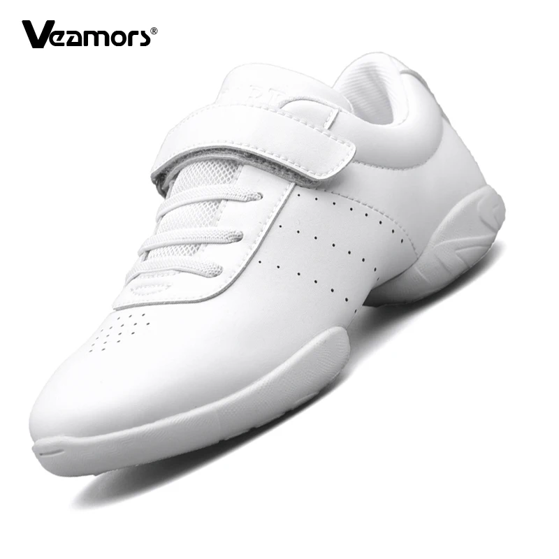 

Women PU Leather Dance Shoes Breathable Lightweight Children's Cheerleading Competition Dancing Shoes Soft Flat Heels Sneakers