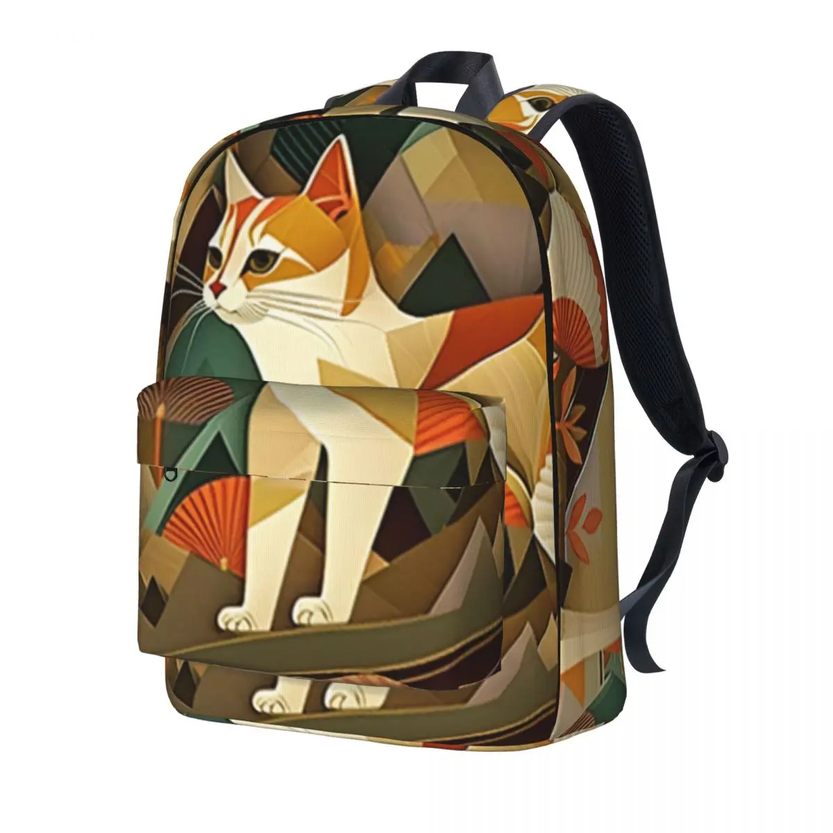 Cat Backpack Modern Art Style Outdoor Style Backpacks Girl Custom Lightweight High School Bags Kawaii Rucksack