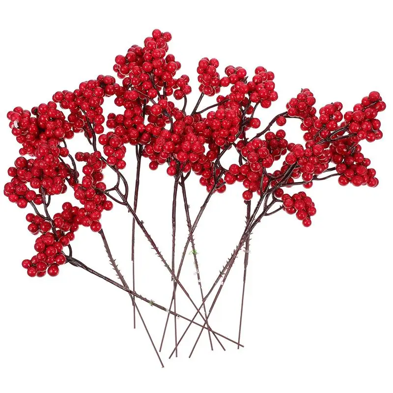 

10pcs Artificial Berries Christmas Decoration Red Berry Branches For Xmas Tree Party Home Table Ornaments Fruit Wreath DIY Gift