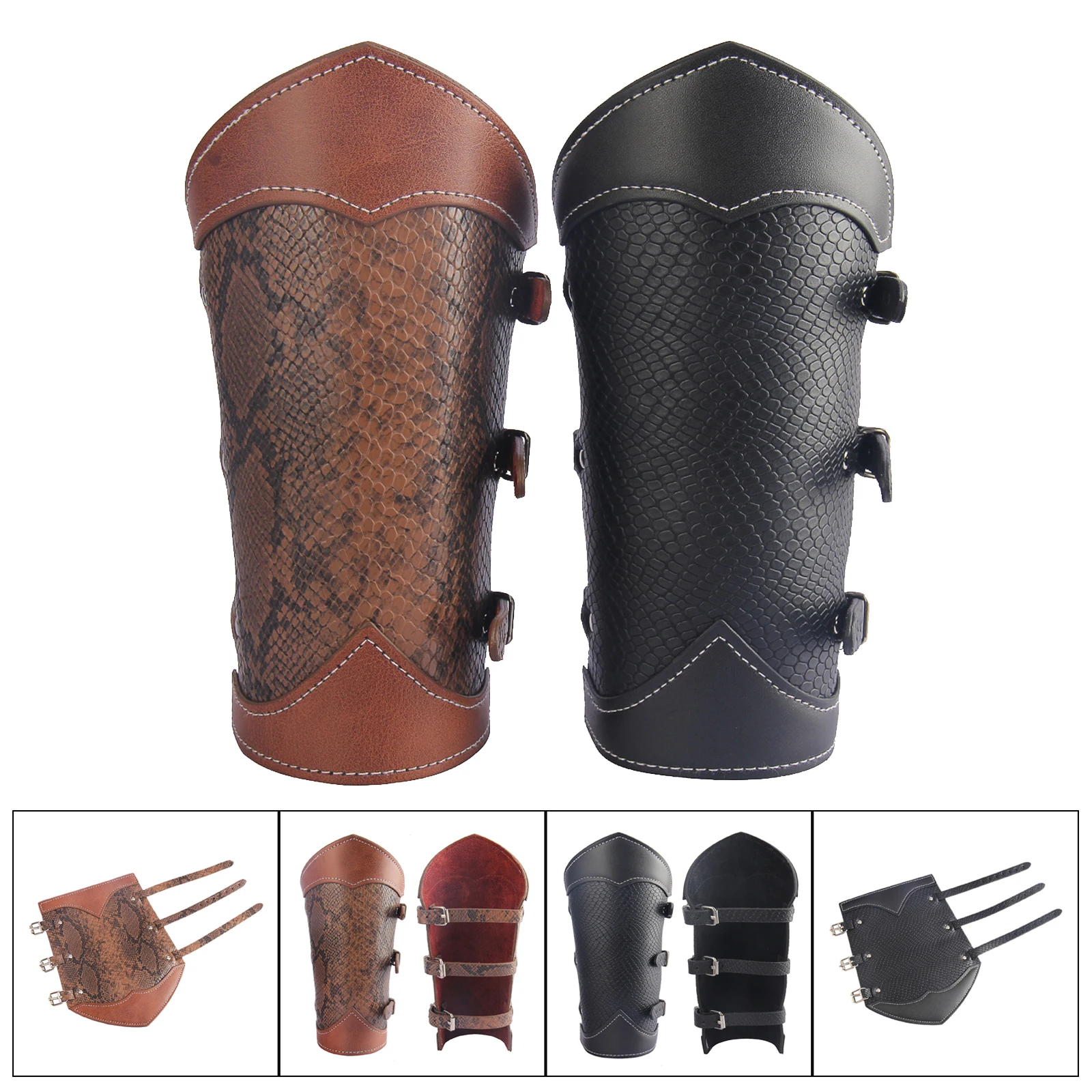 PU Leather Gauntlet Wristband Medieval Costume Bracers Wrist Guard Arm Armor Cuffs Cosplay