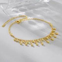925 Sterling Silver Round Bead Tassel Ankle Chain Gold Fashionable Temperament Ankle Chain Holiday Gift Jewelry Free Delivery