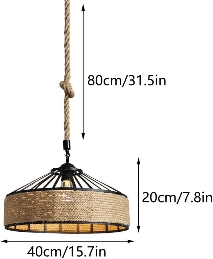 Vintage henneptouw hanglamp plafondlamp industriële plafond hanglamp kroonluchter rustieke hanglamp rond 30/40CM