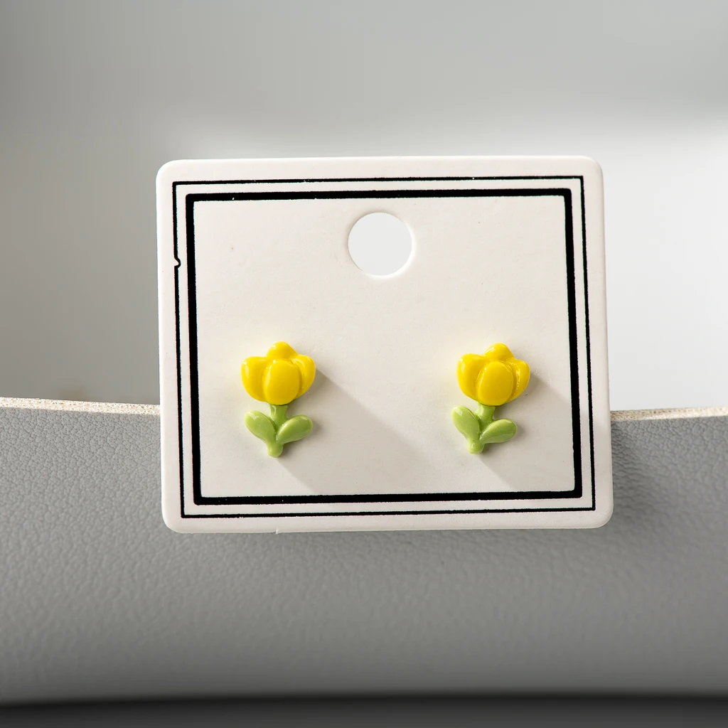 Multicolor Small Tulip Flower Ceramic Stud Earrings Anti-allergic Steel Needle Gift Ornament Luxury Z604