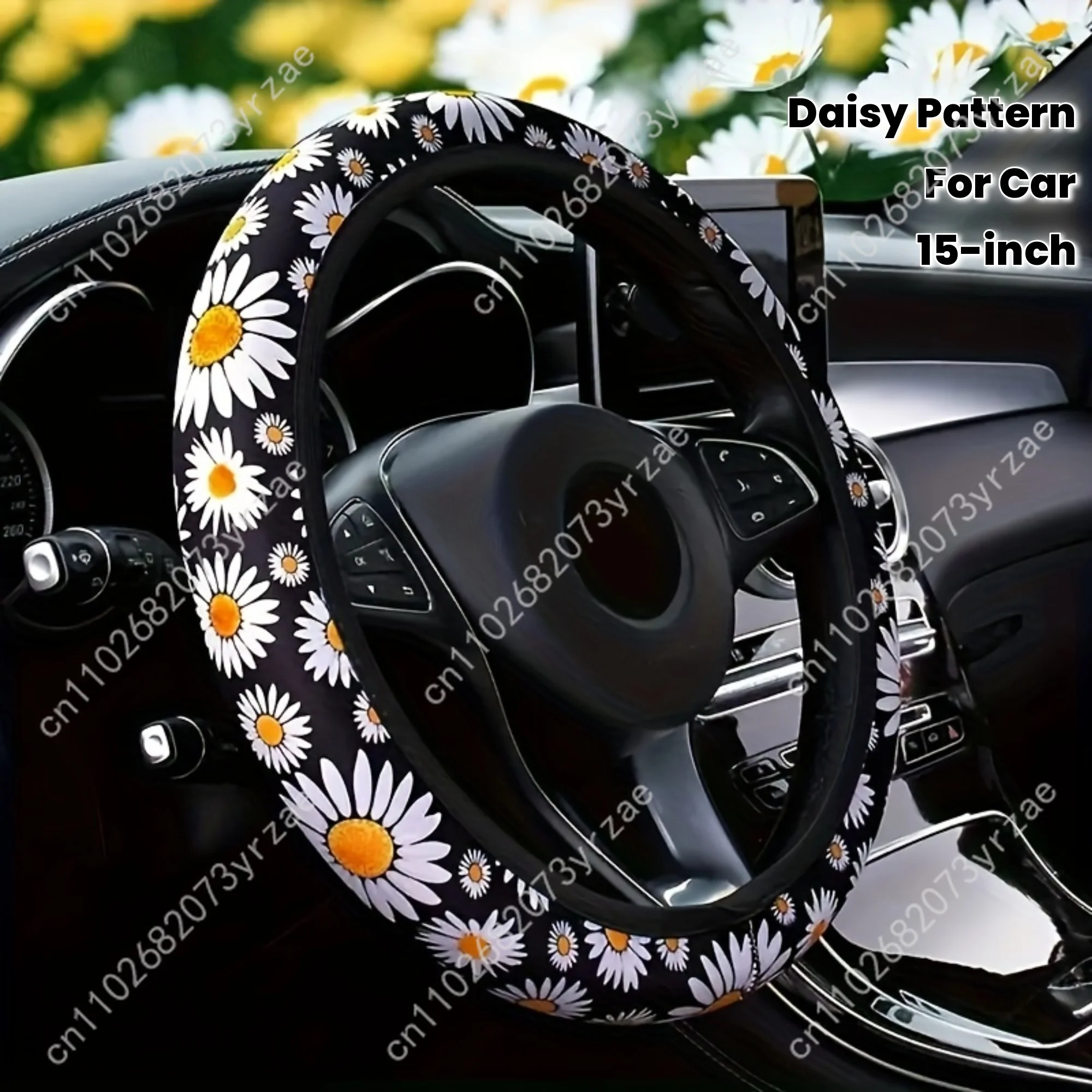 

Daisy Pattern Car Steering Wheels Cover Universal Type Environmental Friendly Comfortablenon-slip Breathable Steering Wheel Wrap