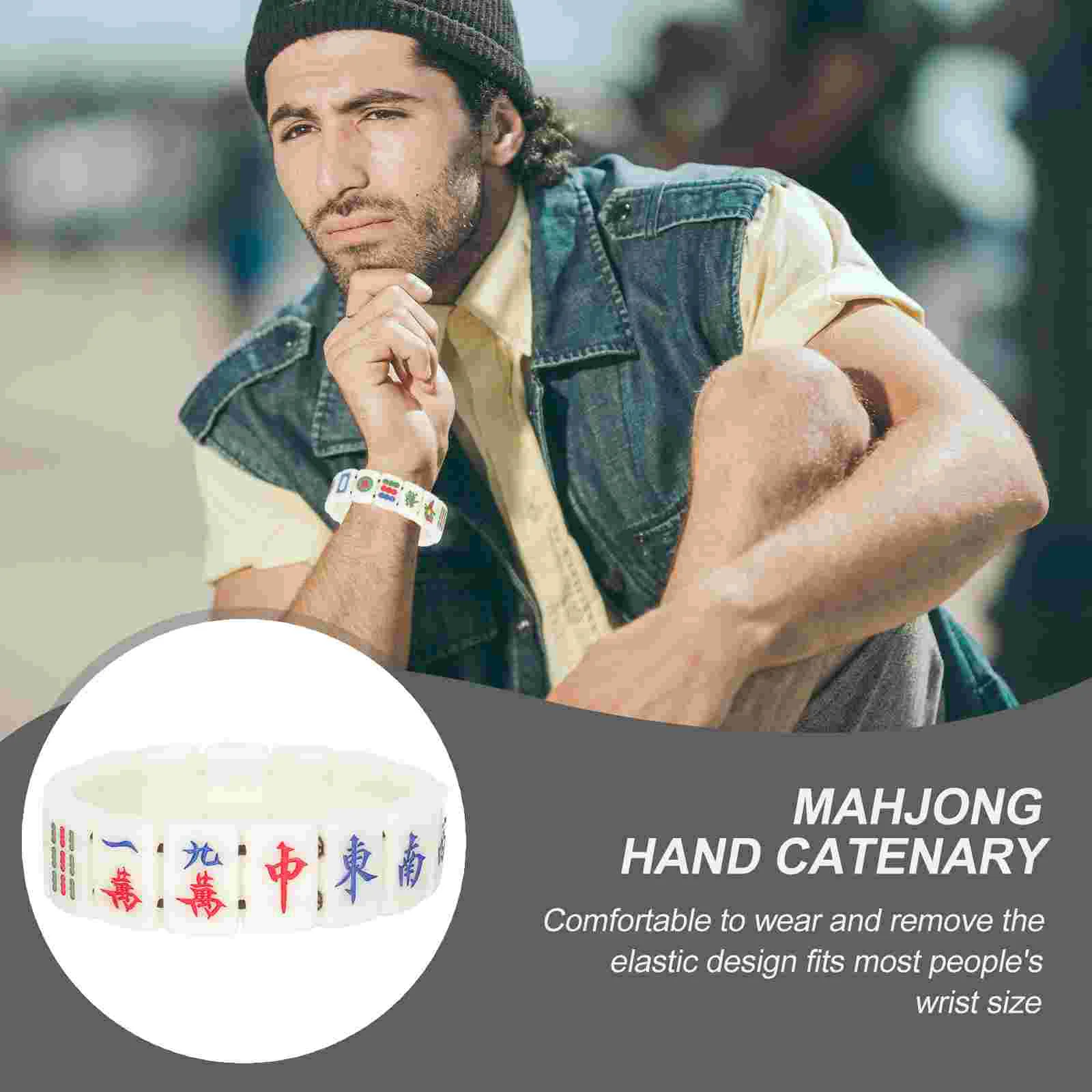 Elastic Acrylic Mahjong Bracelet For Men Couples Mahjong Tiles Fashion Jewelry Accessories Wrist Chains Gift Bracelets