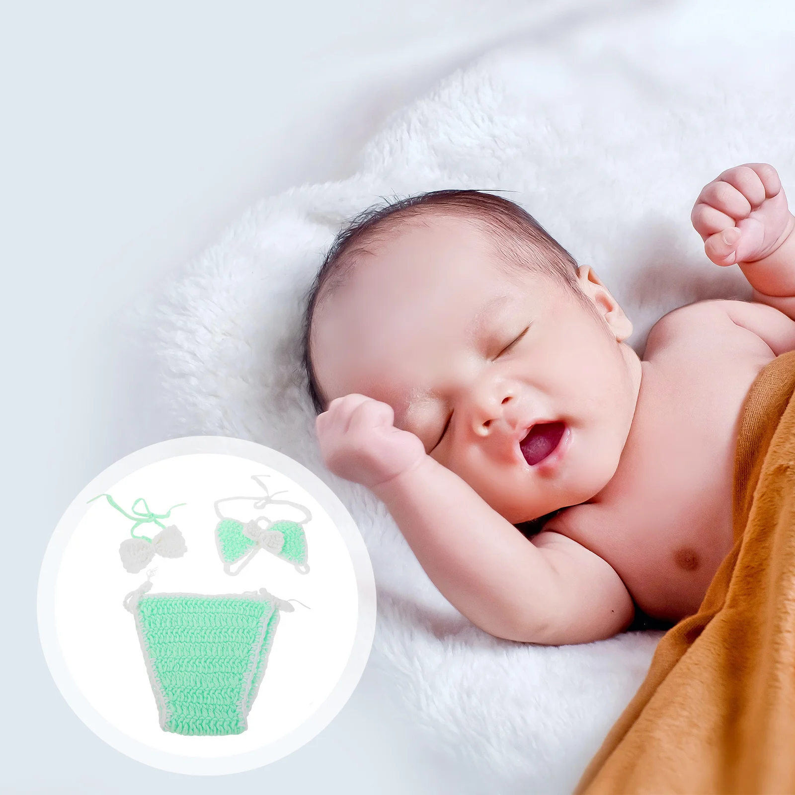 

1Set Baby Swimsuit Newborn Baby Girl Crochet Bikini Swimwear Set Beach Outfit Photography Prop Toddler