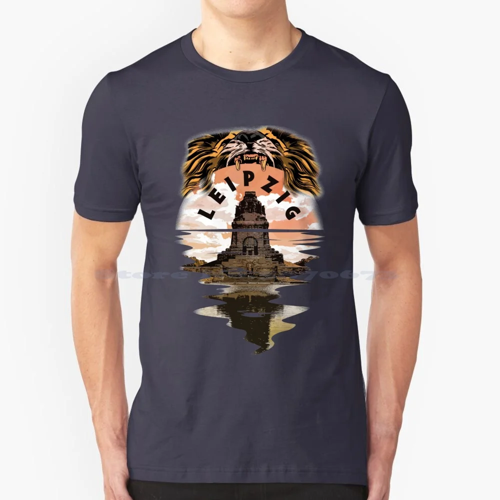 Leipzig Battle Of Nations Monument Lion City T Shirt 100% Cotton Tee Lion Head I Love Leipzig Saxony Gdr East Germany Fair City