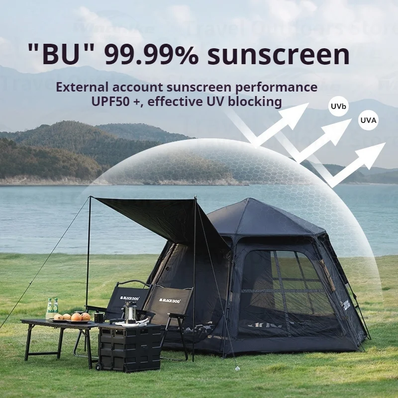 Naturehike BLACKDOG Camping Tent Hexagon Cabin One-touch Automatic Tent Outdoor Beach 150D Nylon Oxford Waterproof PU3000 UPF50+