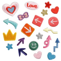 10 Pcs Love Star Bows Symbols Iron On Sew On Embroidered Patches Clothing Hat Bag Shoe Repair Phone Gift Box Decor DIY Accessory