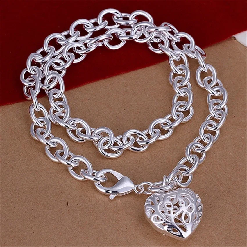 925 sterling Silver Classic Thick chain heart dragonfly pendant Necklaces for women fashion party wedding accessories Jewelry