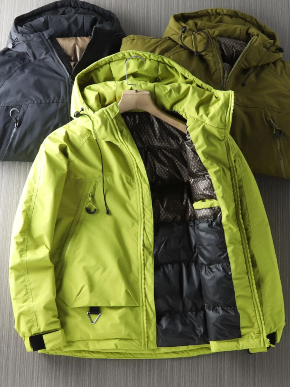 

Outdoor Men's aphene Lo Temperature Cotton Jaet Large ket Hooded Warmth Waterproof Workwear Faionable Urban Sle