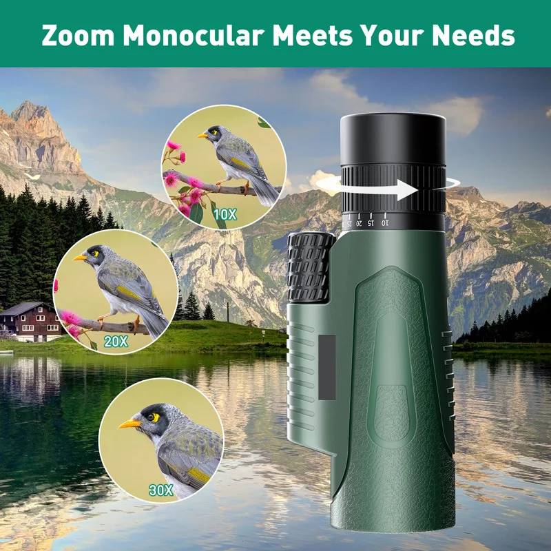 Powerful HD Monocular Telescope, Long Distance Telescope for Bird Watching, Hunting Binoculars, Camping, 10-30x50