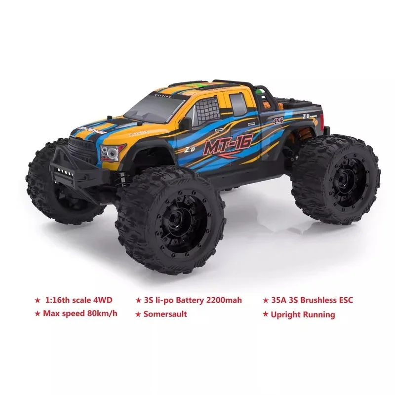 Zd Racing Mt16 1/16 Bürstenloser Hochgeschwindigkeits-4-Rad-Antrieb Rc-Auto Simulation Fernbedienung Elektro-Geländewagen Modell Spielzeug Geschenk