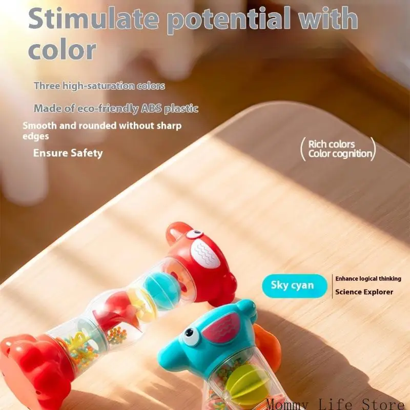 لعبة خشخيشة حسية آمنة للأطفال مع تأثيرات هطول الأمطار المهدئة، أداة تدريب على التعبير من أجل التطوير السمعي