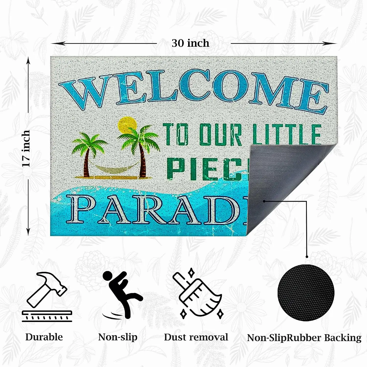 Tropical Beach Welcome Doormat Outdoor Entrance Mat Porch Decor House Home Seaside Paradise Coastal Style Rug Mat