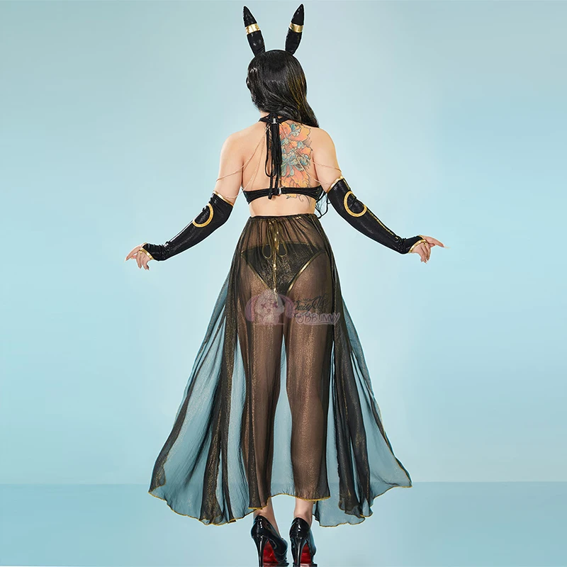 Anime Eevee Role lution Cos Bunny Lingerie Black Leather Sexy Women Um Cos breon Cosplay Costume Halloween Dress Cute Nightclub