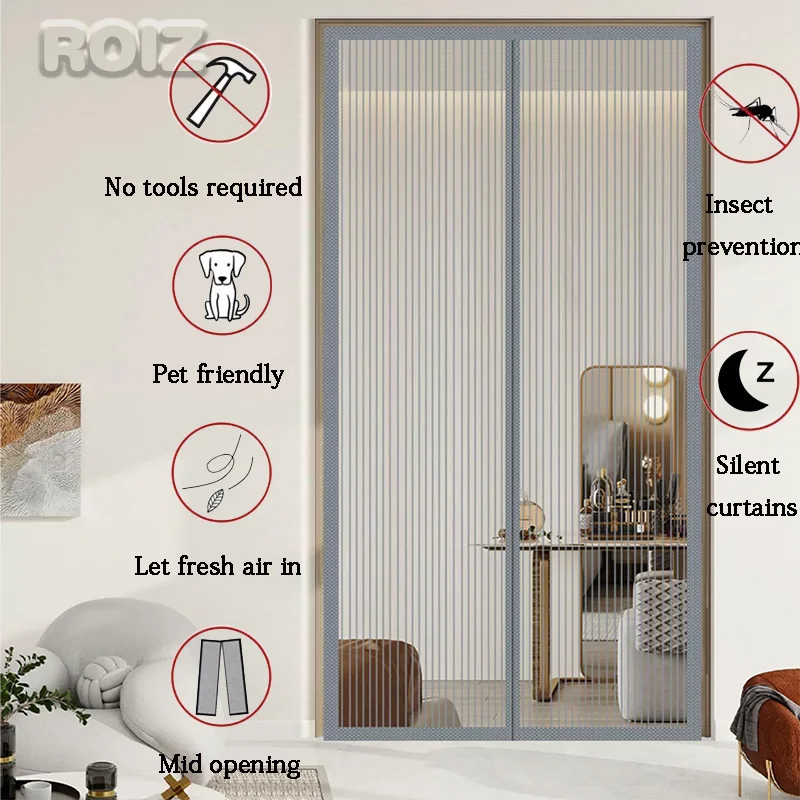 Summer mosquito and fly prevention, mosquito net, screen window, magnetic door curtain, self suction, no punching required
