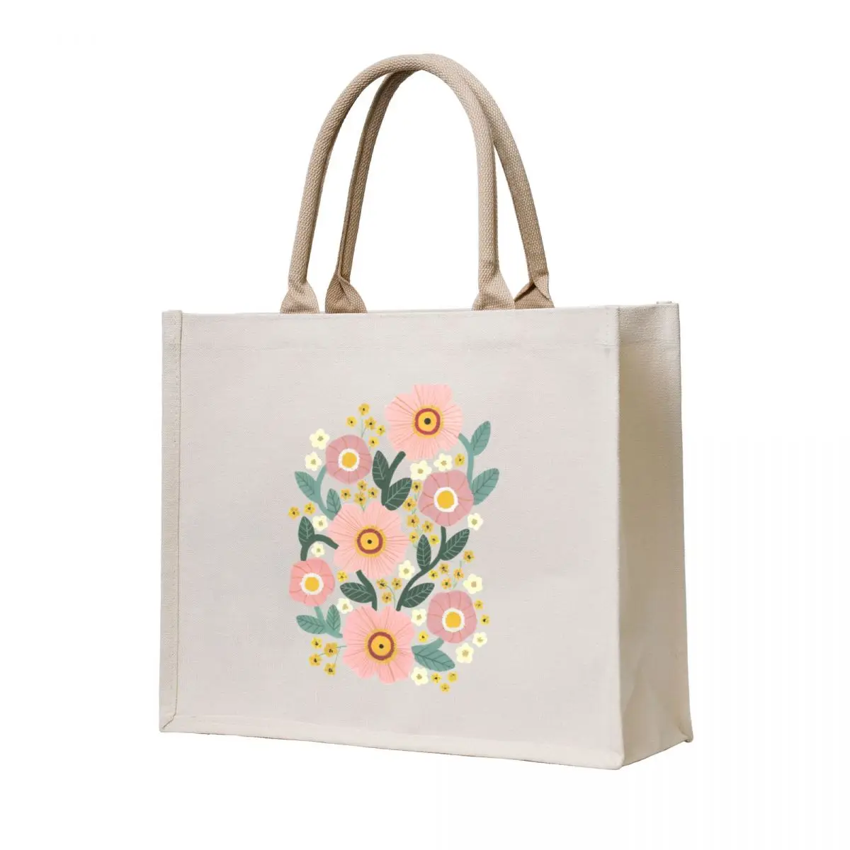

Pink Flowers Tote Bag Big bag Canvas stote bag custom tote
