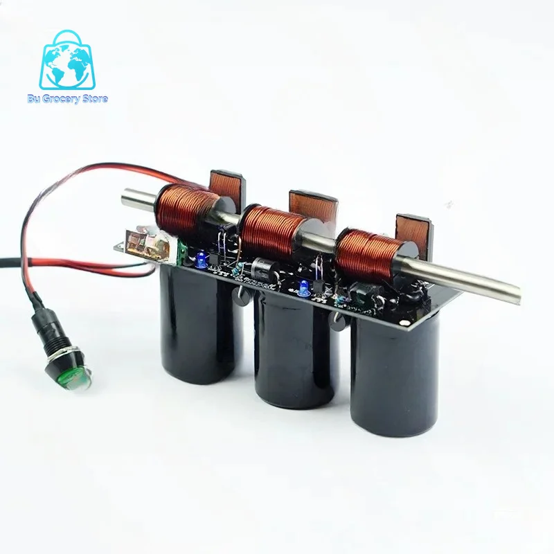 High Voltage Integrated Electromagnetic Cannon Simple Multi-stage DIY Coil Cannon Kit Physics Experiment Teaching Science