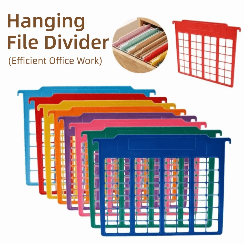 8pcs Simple Plastic Hanging File Divider A4 Multicolor Hanging Folder Separator File Rack Partition School Office