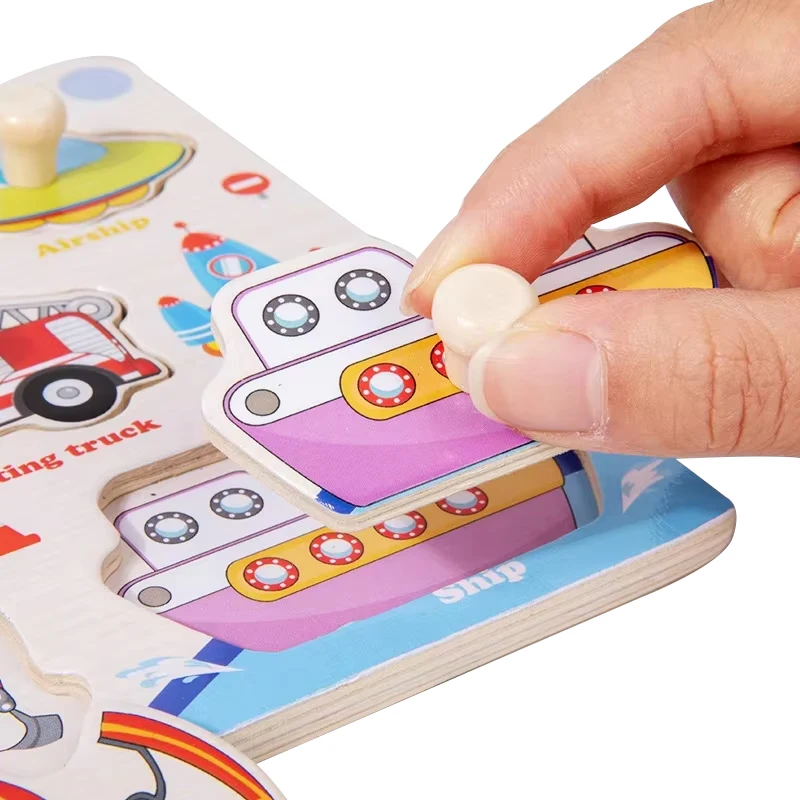 Montessori quebra-cabeça de madeira brinquedo das crianças mini quebra-cabeça jogos educativos criança 3 anos presentes aniversário brinquedo 3d mão grab placas