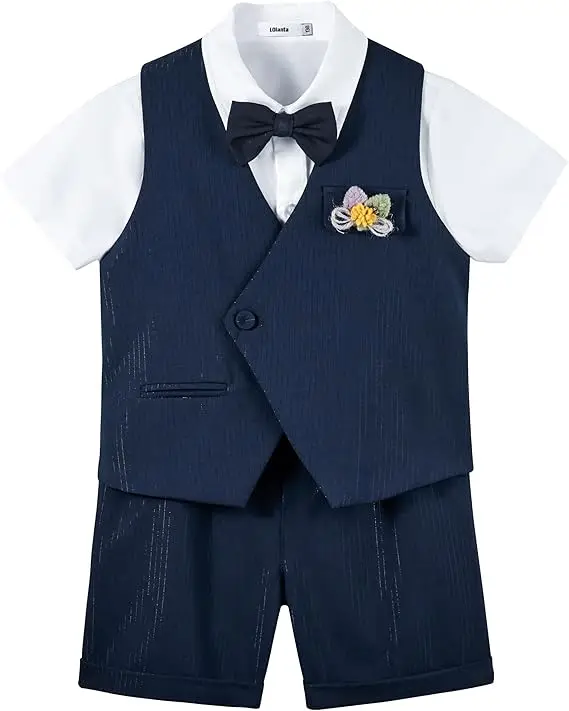 Boys' Stylish Suit Vest Set Children's First Birthday Flower Boy Formal Wear Children's Day Piano Performance Outfit