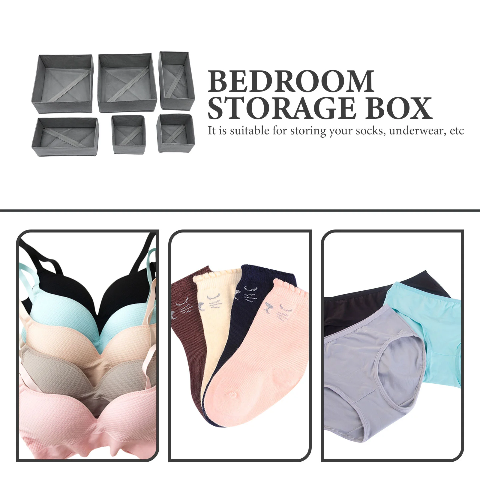 6 Pcs Dressers Clothes Storage Box Holder Sock Case Grey Cases Underpants Drawer Organizer Baby