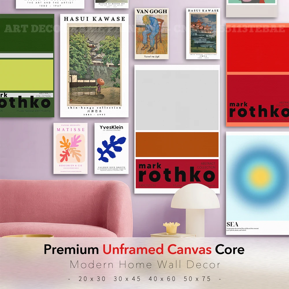 Canvas Wall Art Unframed Abstract Vintage Famous Artist Prints Matisse Rothko Monet Poster for Living Room Bedroom Decor