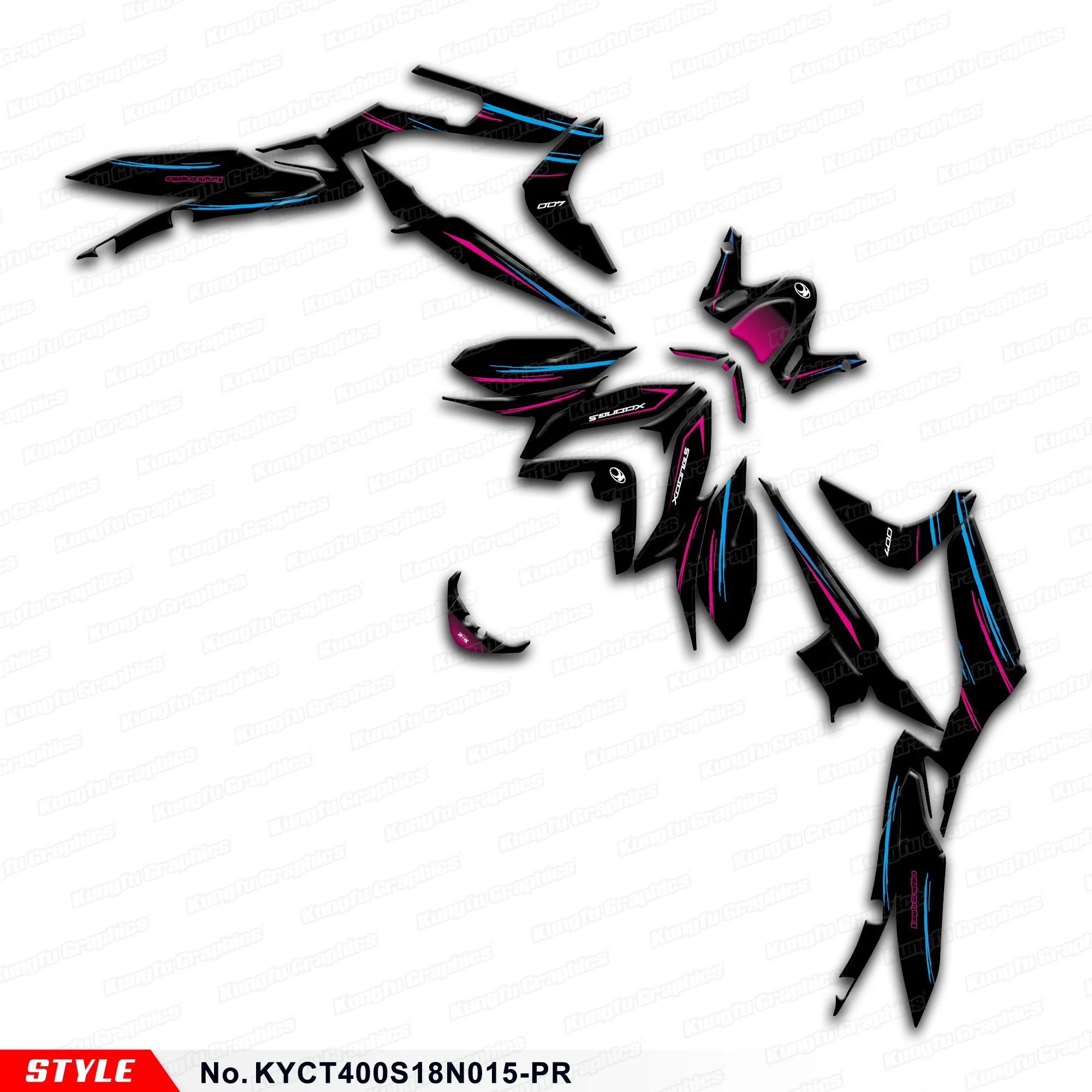 

JY RACING Custom Graphics Decal Kit Stickers Complete for KYMCO XCITING S 400 S400 2018 2019 2020, KYCT400S18N015-PR